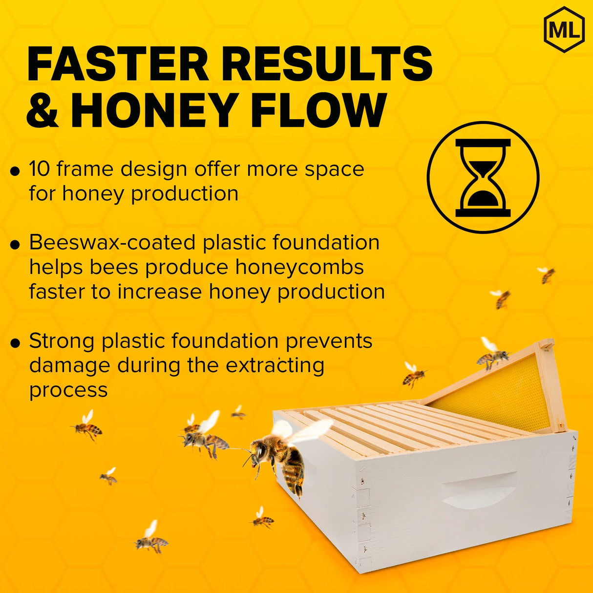 Mann Lake Hive Body Bundle, Assembled, 10-Frame, Painted, Beekeeping, Bee Box, Beekeeping Supplies, Harvest Honey, Includes 10 Assembled Frames w/Plastic Coated Foundation Mann Lake