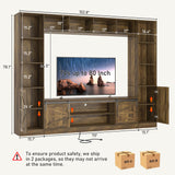 jiteentarou 103" Large Wall Unit TV Stand with Storage, Farmhouse Entertainment Center with Bookshelves for TVs up to 80", Wall Unit TV Stand with Power Outlets, TV Stands for Living Room, Brown jiteentarou