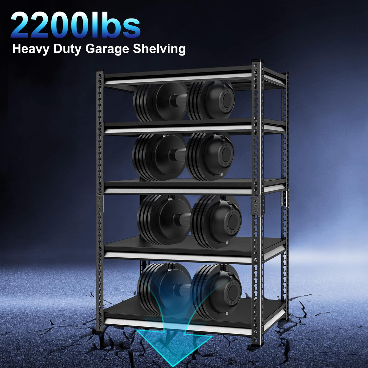 Huhaneon Heavy Duty Garage Shelves - 40''W 2,200Lbs Metal Adjustable Storage Shelving Rack Units for Warehouse Basement 5 Tier Black 39.3" W x 17.7" D x 78" H Huhaneon