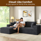 RRESTA 97" Cloud Modular Sectional Sofa, L-Shaped Couch with Left-Facing Chaise, Extra Deep-Seat Plush Corduroy, Comfy Fluffy Cushions, Side Pockets, Black, No Assembly Required, for Living Room RRESTA
