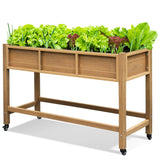 DWVO 47x18x31in Raised Garden Bed, Weather Resistant Poly Wood Planter Box Stand, Planter Box with Legs & Lockable Wheels, Elevated Garden Bed for Backyard Patio Balcony - Brown DWVO