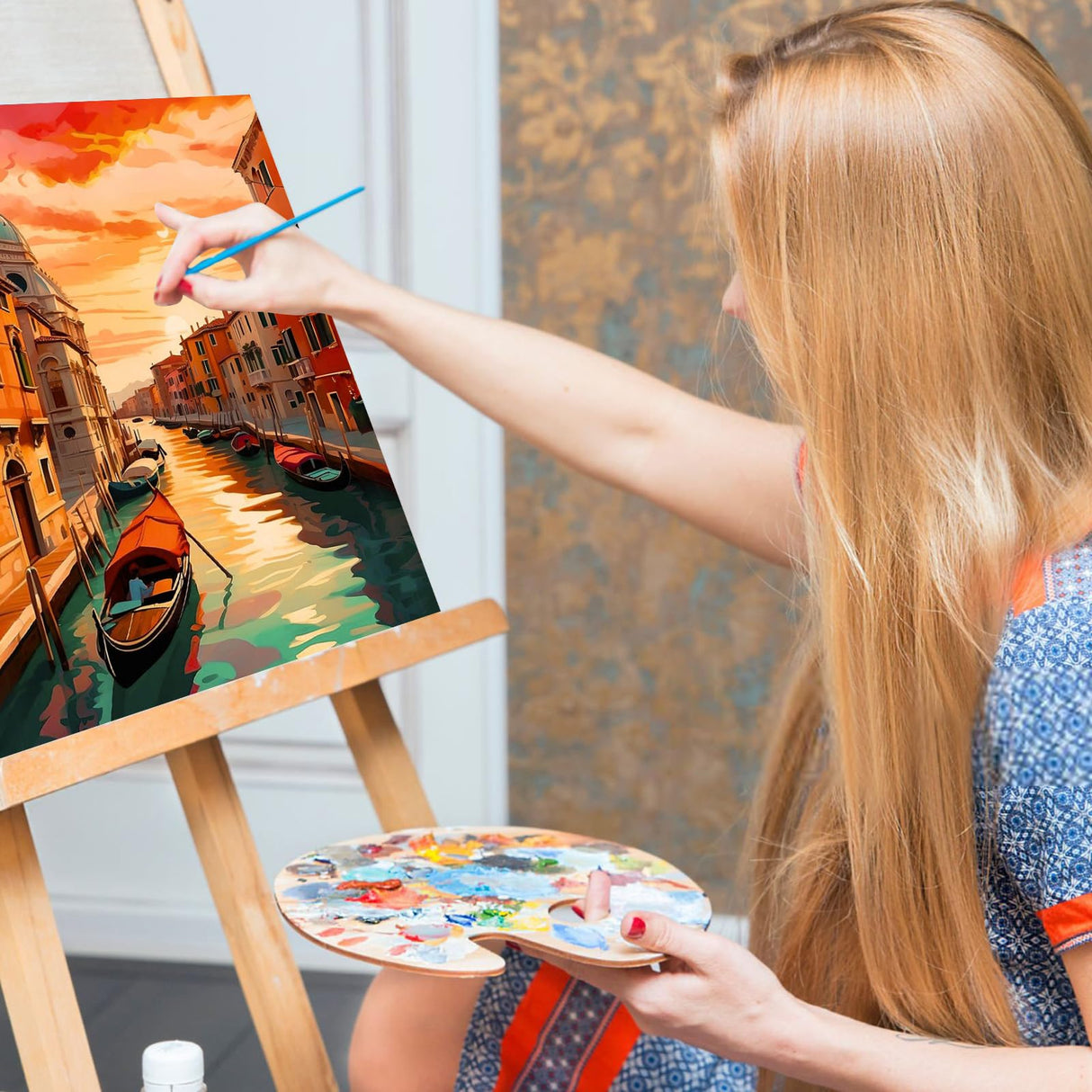 Paint by Numbers Kit for Adults Rolled Canvas - 16x20 Inch Venice Adult Paint by Number Kits on Canvas for Beginners, DIY Acrylic Oil Number Painting Kits with Gift Box for Home Wall Decor Gift Offito