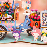 Hands Craft Hello Kitty And Friends Flower Cart 3D Wooden Puzzle Kit | DIY Floral Model | Arts & Crafts for Adults & Kids | Creative Hobby Kits | Hello Kitty Characters | Wood Building Set | Nice Gift Hands Craft