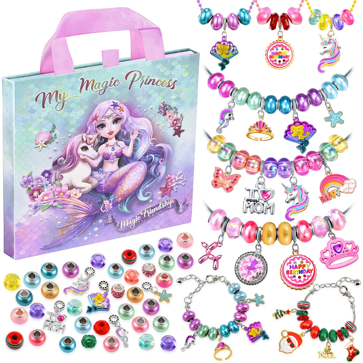 Charm Bracelet Making Kit & Unicorn/Mermaid Girl Toy- ideal Crafts for Ages 8-12 Girls who Inspire Imagination and Create Magic with Art Set and Jewelry Making Kit BDBKYWY