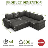 SUAWY 85 Inch Modular Sectional Sofa with Pull Out Bed,L Shaped 5 Seat Sectional Sleeper Sofa with Storage,Sectional Couches for Living Room,Cloud Modular Couch,Removable Sofa Cover,Dark Grey SUAWY