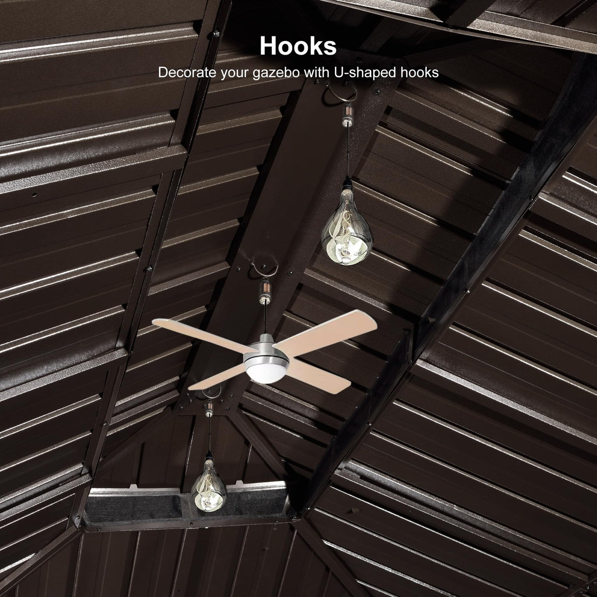 PURPLE LEAF 11' X 15' Outdoor Hardtop Gazebo Patio Wide Aluminum Frame Metal Double Roof with Heavy Duty Netting and Curtains for Permanent Hard Top Pavilion Screen, Khaki PURPLE LEAF