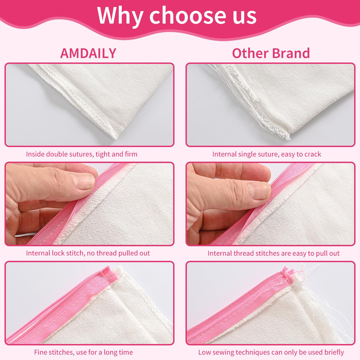 50Pcs Canvas Makeup Bags Bulk, 7.87 x 5.7 Inch Cotton Sublimation Blank DIY Heat Transfer Cosmetic Makeup Bag w/Colorful Zipper for Bridesmaid Makeup Bag Travel Toiletry Pouch Storage, Christmas Craft AMDAILY