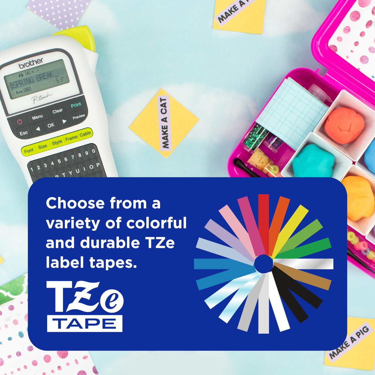 Brother P-Touch, PTH110, Easy Portable Monochrome Label Maker, Lightweight, Qwerty Keyboard, One-Touch Keys, White Brother