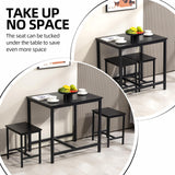 Finnhomy 3-Piece Dining Table Set, Small Kitchen Table with 2 Chairs, LED Light and USB Type-C Power Outlet, Space-Saving Design for Dining Room, Living Room, Apartment, Rustic Black Finnhomy