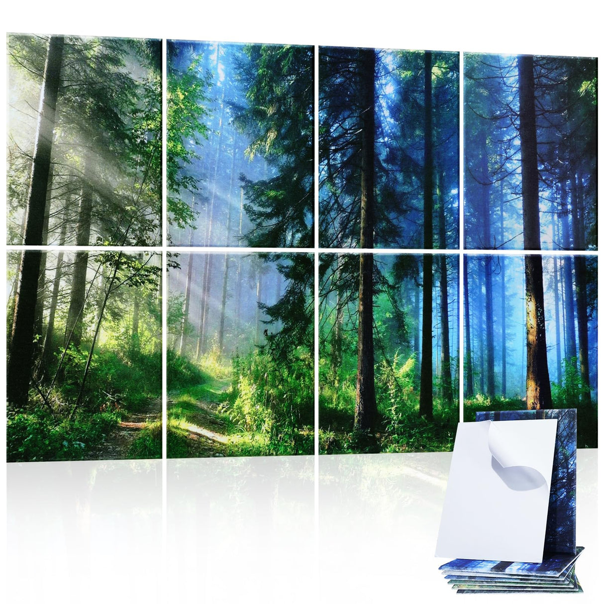 AtawLege Art Acoustic Panels 8 Pack, Sound Proof Panels for Walls, 48"X32" Self-adhesive Sound Absorbing Wall Art, Decorative Acoustical Panels, Acoustic Treatment for Recording Studio(Nature Forest) AtawLege