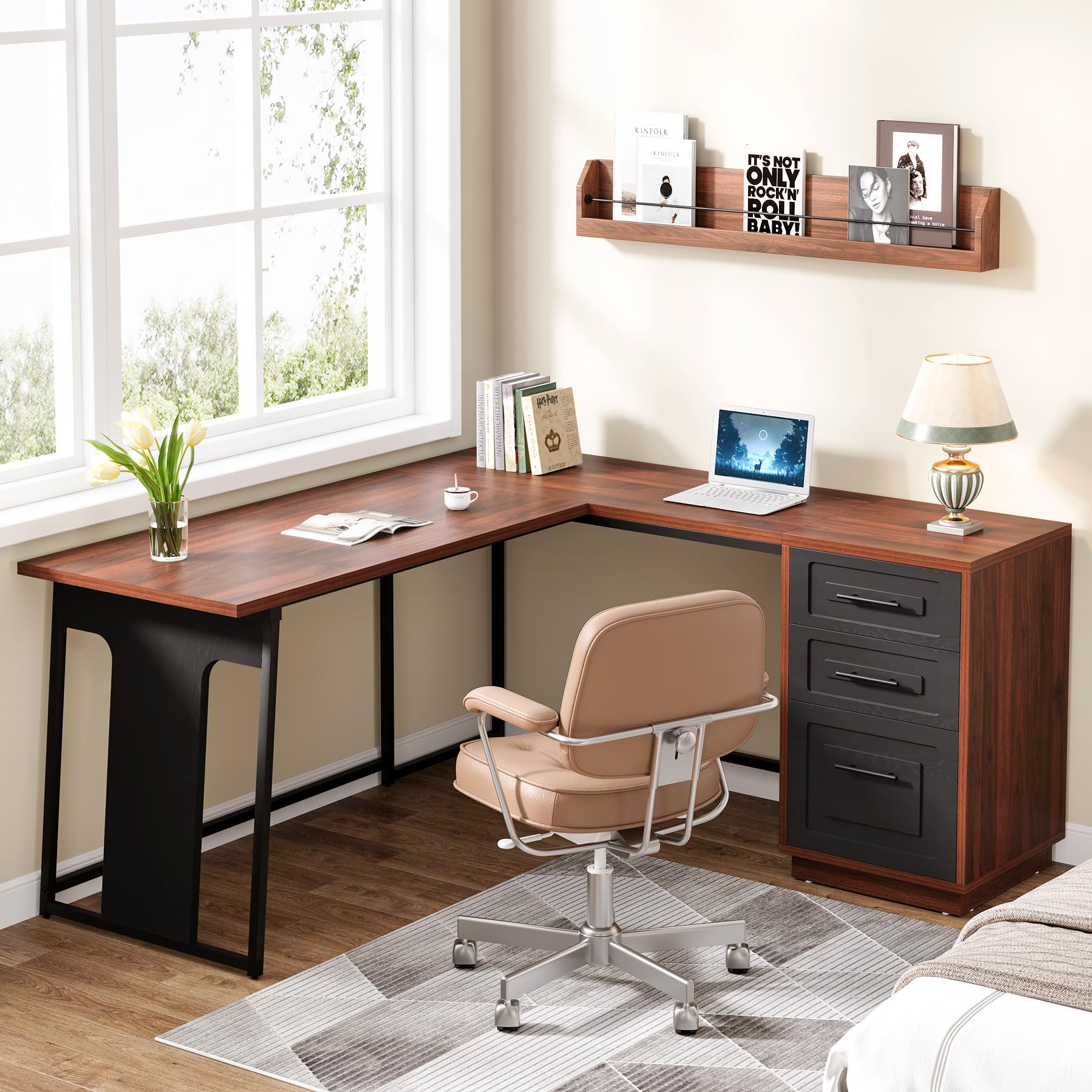 Tribesigns L-Shaped Computer Desk with Drawers, 55" Office Desk with File Drawer Storage, L-Shaped Corner Desk PC Desk Study Writing Table Workstation for Home Office - WoodArtSupply