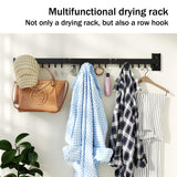 HEILAIYI Clothes Drying Rack for Laundry,Wall Mounted Clothes Hanger Rack,Folding,Retractable,Collapsible(J Shape Hooks) HEILAIYI