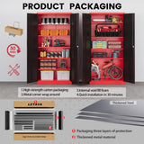 Letaya Metal Storage Cabinets with Lock, 71" Tall Locker Organizer Steel Cabinets, Adjustable Shelves 2 Doors for Home, Office, Warehouse,Garage,Industrial,Employee Lockers (Style B, Black Red) Letaya