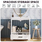 IRONCK Bathroom Vanity, 30" Bathroom Vanity with Sink, Farmhouse Wood Fixture Stand Pedestal Bathroom Cabinet with Drawer, Easy Assembly IRONCK