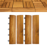 CLOVERHOLM Pack of 4 Pieces Teak Deck Tiles Border (2 Male-Pegs, 2 Female-Hook), Trim Pin End of Outdoor Floor Tiles, Loop End Piece for 12”x12" Shower Floor Wood, Dance Floor (12 Inch, Natural) CLOVERHOLM