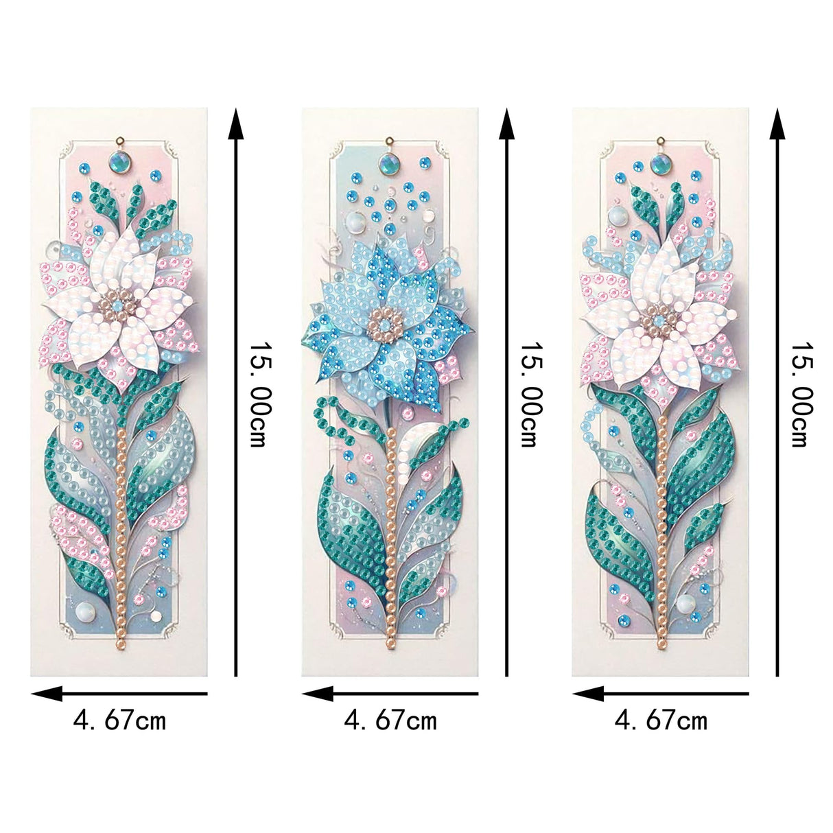 3pcs Diamond Art Bookmarks,Diamond Painting Bookmark Kits for Adult,DIY Gem Art Small Crafts with Rhinestone Tassel,Paint by Diamonds for Graduation Birthday Reader Gifts. (Flower-1) bestact