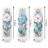 3pcs Diamond Art Bookmarks,Diamond Painting Bookmark Kits for Adult,DIY Gem Art Small Crafts with Rhinestone Tassel,Paint by Diamonds for Graduation Birthday Reader Gifts. (Flower-1) bestact