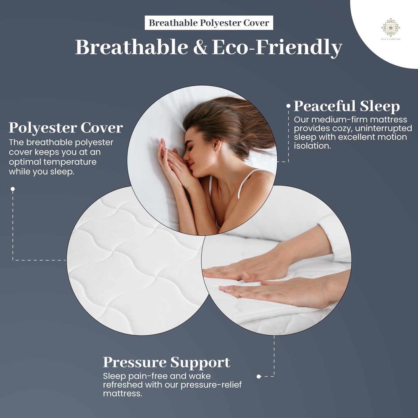 Aylas Furniture Full Size Mattress - 12 Inch Hybrid Mattress Full Size with High Density & Comfort Cold Foam with Continuous Coil Bonnell Springs - Eco-Friendly, Breathable Full Mattress Medium Firm