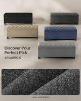 SONGMICS Storage Ottoman Bench, Foot Rest with Legs, 15.7 x 43.3 x 15.7 Inches, End of Bed Bench, Storage Chest, Load up to 660 lb, for Living Room, Bedroom, Entryway, Dark Gray ULSF088G01 SONGMICS