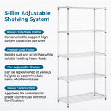 Honey-can-do SHF-01573 5-Tier Adjustable Shelving System, 14-Inch by 36-Inch by 72-Inch, White Honey-Can-Do