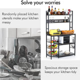 NAIYUFA Kitchen Bakers Rack with Baskets,5-Tier Utility Storage Shelf with Hooks, Microwave Oven Stand Rack, Free Standing Kitchen Shelf Vintage Grey NAIYUFA