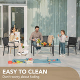 Devoko 4 Pieces Patio Furniture Set Outdoor Garden Patio Conversation Sets Poolside Lawn Chairs with Glass Coffee Table Porch Furniture (Black) Devoko