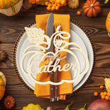 12 Pcs Thanksgiving Pumpkin Wooden Plate Decor Grateful Wood Cutouts Fall Autumn Thankful Blessed Favour Gather Party Place Card Table Settings Signs for Farmhouse Dining Table Holiday Harvest Sophena