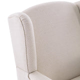 HUIMO Living Room Chair Upholstered High Back Armchair Retro Printed Wingback Chair in Linen for Bedroom & Study Comfy Accent Sofa Chair Reading Chair Holds 300lbs (Navy Blue) (1, Tan with Lines) HUIMO