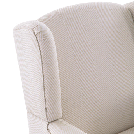 HUIMO Living Room Chair Upholstered High Back Armchair Retro Printed Wingback Chair in Linen for Bedroom & Study Comfy Accent Sofa Chair Reading Chair Holds 300lbs (Navy Blue) (1, Tan with Lines) HUIMO