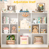 Vabches Kids Cube Bookshelf & Toy Storage Organizer, 3 Tier 10 Storage Cubes with Adjustable Shelf, White Wood Horizontal Cube Bookcase, Book Toy Display Cube Shelf for Kids Room Bedroom Nursery Vabches