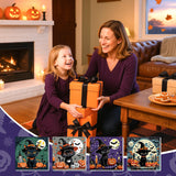 Vodolo 4 Pack Halloween Paint by Numbers Cat with Frame,Easy DIY Halloween Painting Kit Vodolo