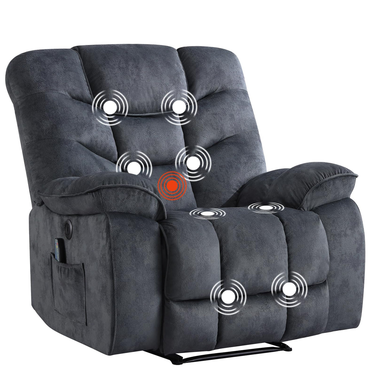HAOMARKETS Oversized Electric Recliner Chair with Massage and Heat, 41" Wide Power Reclining Chairs with USB Port, Breathable Fabric Overstuffed Reclining Sofa for Living Room Bedroom (No Lift) HAOMARKETS