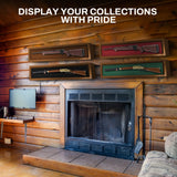 PENNZONI Gun Display Case - Lockable Rifle Display Case - Gun Cabinets for Rifles & Shotguns - Sword Wall Mount, Gun Wall Mount Display Case w/ Acrylic Door | Walnut, Red Felt PENNZONI