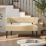 Jennifer Taylor Home Jared Roll Arm Tufted Bench Settee with Back, Fawn Brown Performance Velvet Jennifer Taylor Home