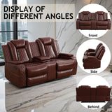YIORTWO Power Recliner Sofa Set - Breathable Leather Power Recliner Sofa,Living Room Furniture with USB Charging, LED Lights,Hidden Storage Buckets, Stainless Steel Cup Holders(Loveseat,Brown) YIORTWO