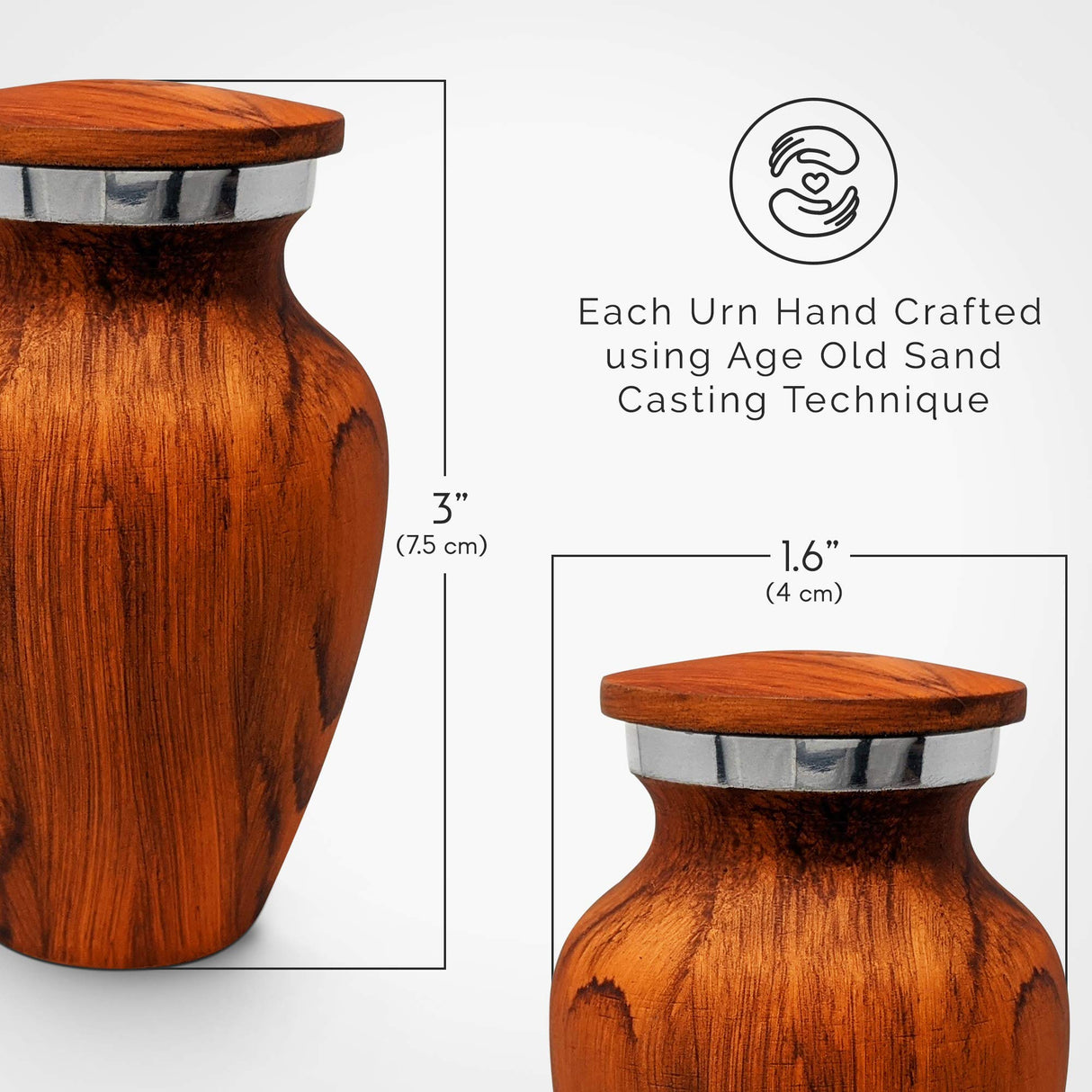 Small Keepsake Cremation Urn for Human Ashes with Wood Grain Finish Choose from 4 Unique Woodgrains Mini Metal Sharing Personal Funeral Urn for Pet or Human Ashes (South American Rosewood) KC KATIE COLLECTION BY URNSELLER