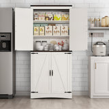 Hlivelood 71in Farmhouse Tall Storage Cabinet with Adjustable Shelves and Barn Doors in White Hlivelood
