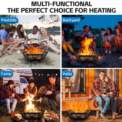 Permade Portable Fire Pit for Camping-23Inch Heavy Duty Wood Burning Fire Pits for Outside, Outdoor Collapsible Fire Pit with A Carry Bag for Camping, Garden, Bonfire, Backyard, Patio