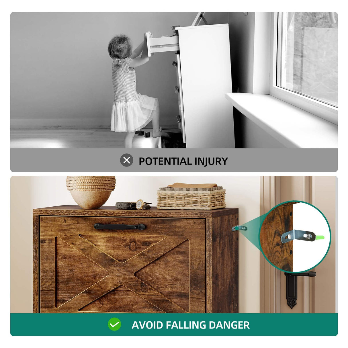 YITAHOME Shoe Storage Cabinet Entryway, 2 Flip Drawers Freestanding Organizer With Metal Legs, Narrow Storage Rack Cabinet, Rustic Brown YITAHOME