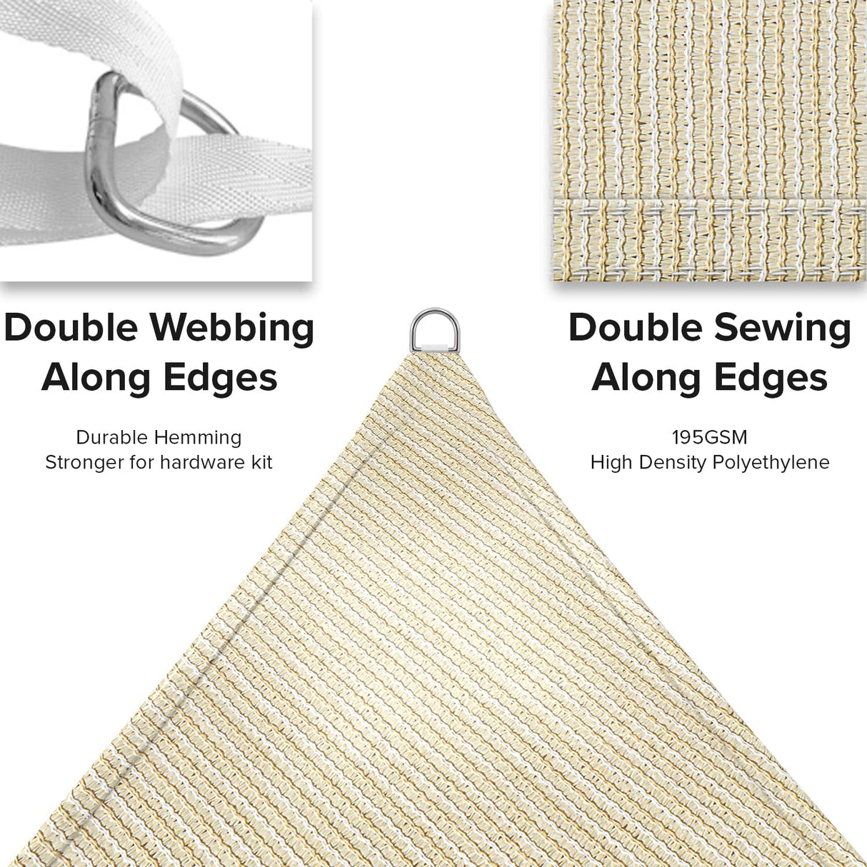 INFRANGE 10' x 15' Rectangle Sun Shade Sails Canopy UV Block for Patio Deck Pergola Yard Lawn Outdoor Activities (Beige) INFRANGE