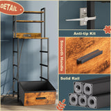 Nightstand 4 Drawer Dresser with LED Lights, Charging Station, Vertical Side Table with Fabric Drawers, End Table with 3 Open Shelves, Tall Dresser for Bedroom, Hallway, Entryway, Rustic Brown EKNKOZY