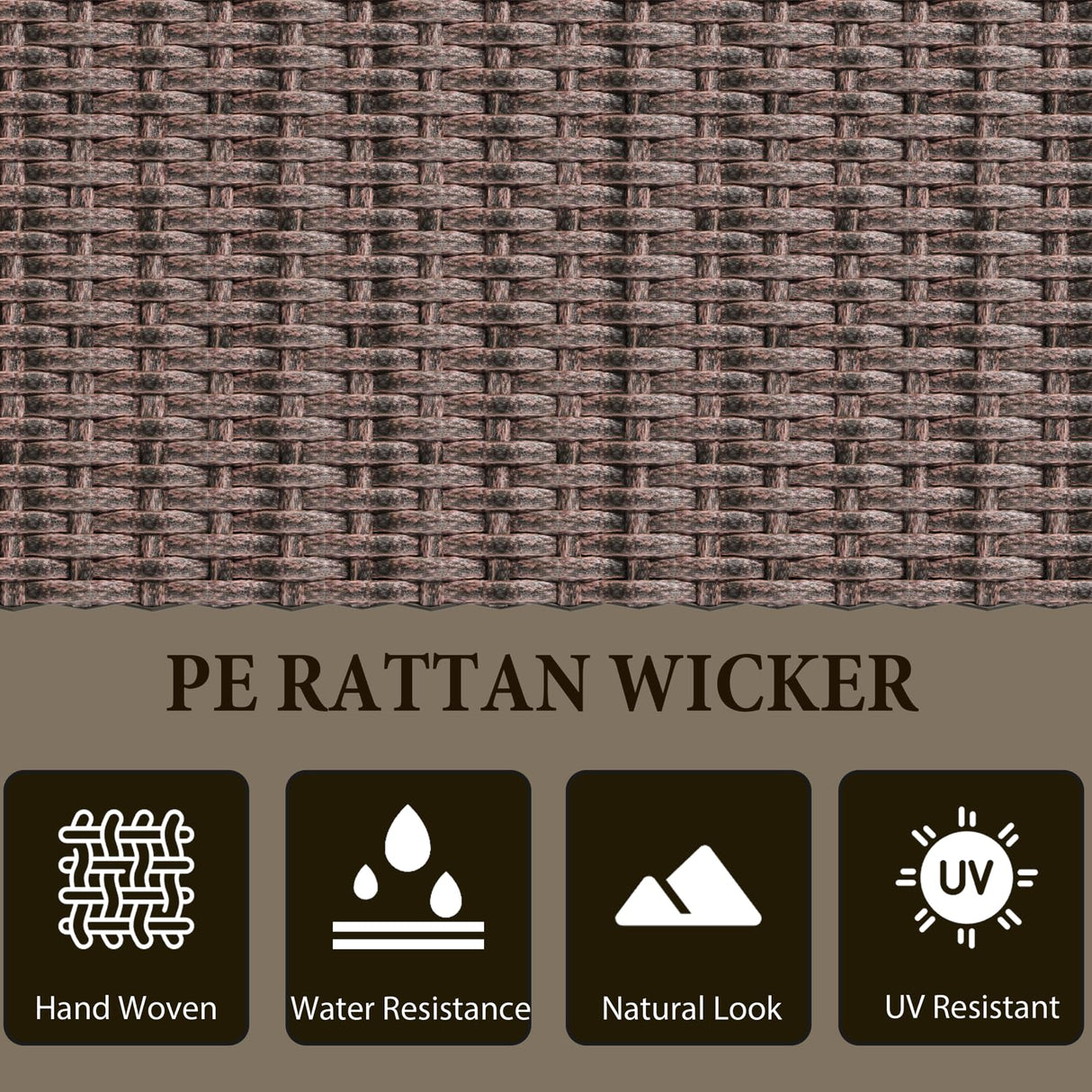 EROMMY Outdoor Swivel Chairs Set,8 Pieces Rattan Wicker Furniture Set,Patio Conversation Sets with Lovesat,3-Seat Sofa,2 Ottomans,Coffee Table and Side Table,for Porch Pool Yard Garden,Beige-8 Pcs EROMMY