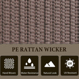 EROMMY Outdoor Swivel Chairs Set,8 Pieces Rattan Wicker Furniture Set,Patio Conversation Sets with Lovesat,3-Seat Sofa,2 Ottomans,Coffee Table and Side Table,for Porch Pool Yard Garden,Beige-8 Pcs EROMMY