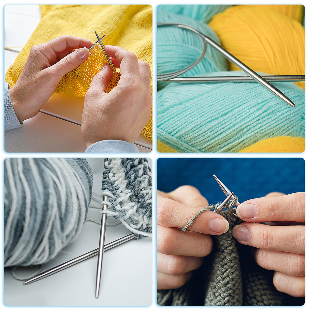 Aeelike Circular Knitting Needles Set, Stainless Steel Knitting Needles Round Knitting Needle Set (100 cm), 9 Pack Long Knitting Needles for Blankets Scarves Sweaters, Great for Beginners Aeelike