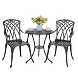 NUU GARDEN Patio Bistro Sets 3 Piece Cast Aluminum Bistro Table and Chairs Set with Umbrella Hole Bistro Set of 2 for Patio Backyard, Black NUU GARDEN
