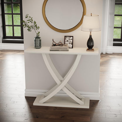 ChooChoo Console Table, Farmhouse Entryway Table for Hallway, 39 inch Wood Sofa Foyer Table with Storage for Entrance, Living Room, White