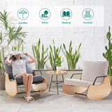 YOSHOOT Indoor & Outdoor Patio Rocking Chair, Outdoor Glider Recliner Chair, Wooden Boucle Rocking Chair, Outdoor Rocker Chair, Adjustable Backrest, for Outdoor Living Room Bedroom Office Garden YOSHOOT