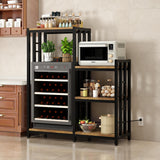 6-Tier Kitchen Baker's Rack with Power Outlet, Microwave Oven Stand with Storage Suitable for Kitchen Living Room Office Storage Shelf, Mini Fridge Stand Shelves for Spices, Pots and Pans. (Brown) Mini Quexing