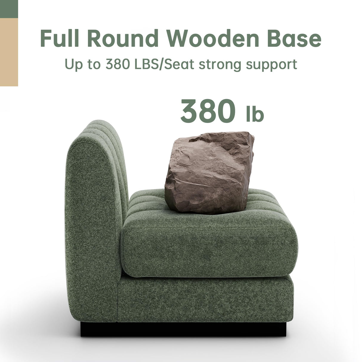 Morden Fort 96'' Luxury Modern Sofa, 3 Seater Modular Sectional Couch, Deep Seat Sofas, Minimalist Style Comfy Couches for Living Room Apartment, DIY Combination, Chenille, Green Morden Fort