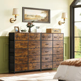 WLIVE Tall Dresser for Bedroom with 12 Drawers, Dressers & Chests of Drawers, Fabric Dressers for Closet, Storage Dresser Organizer with Steel Frame, Wood Top, Rustic Brown Wood Grain Print WLIVE